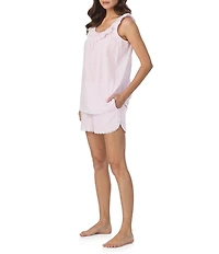 Eileen West Sleeveless Ruffled Round Neck Swiss Dot Shorty Pajama Set