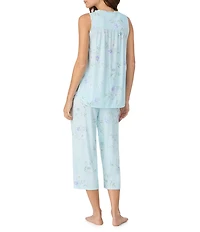 Eileen West Sleeveless Sweetheart Neck Floral Print Jersey Knit Capri Pajama Set