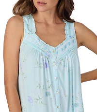 Eileen West Sleeveless Sweetheart Neck Floral Print Jersey Knit Capri Pajama Set