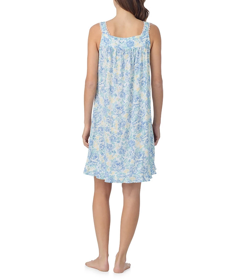 Eileen West Sleeveless Sweetheart Neck Floral Print Jersey Knit Chemise