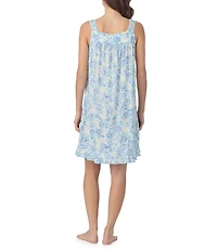 Eileen West Sleeveless Sweetheart Neck Floral Print Jersey Knit Chemise