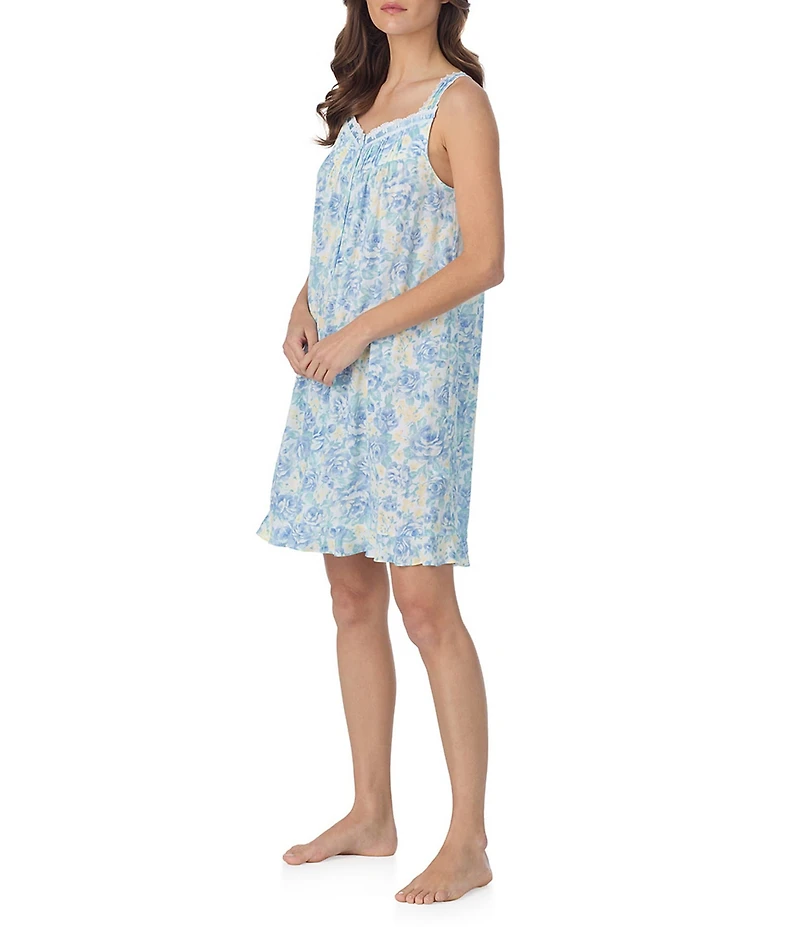 Eileen West Sleeveless Sweetheart Neck Floral Print Jersey Knit Chemise