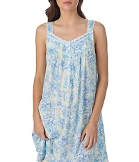 Eileen West Sleeveless Sweetheart Neck Floral Print Jersey Knit Chemise