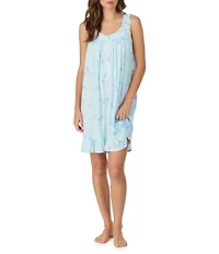 Eileen West Sleeveless Sweetheart Neck Jersey Knit Floral Print Chemise