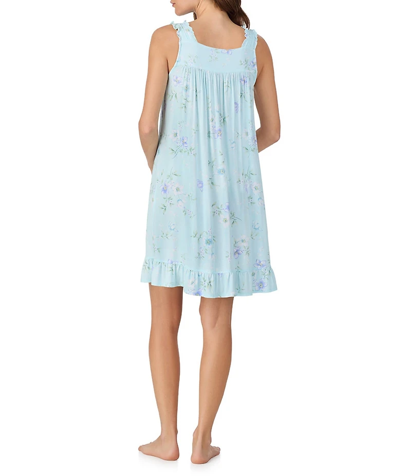 Eileen West Sleeveless Sweetheart Neck Jersey Knit Floral Print Chemise
