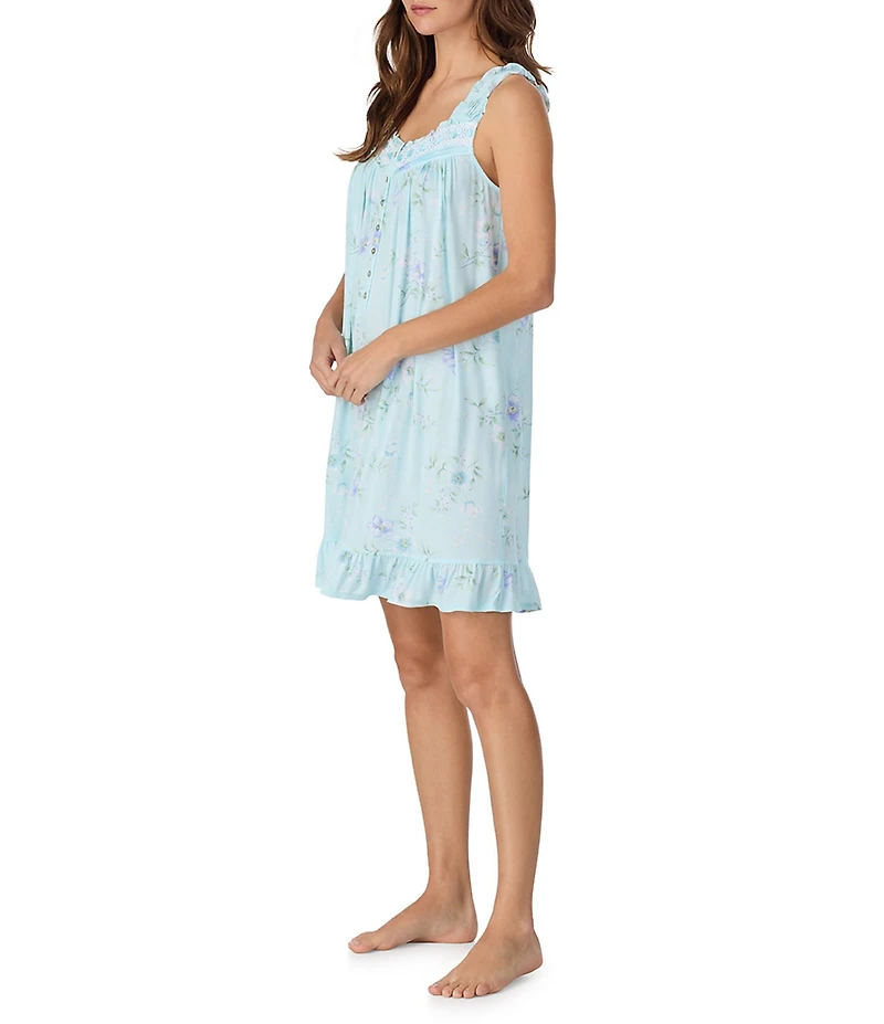 Eileen West Sleeveless Sweetheart Neck Jersey Knit Floral Print Chemise