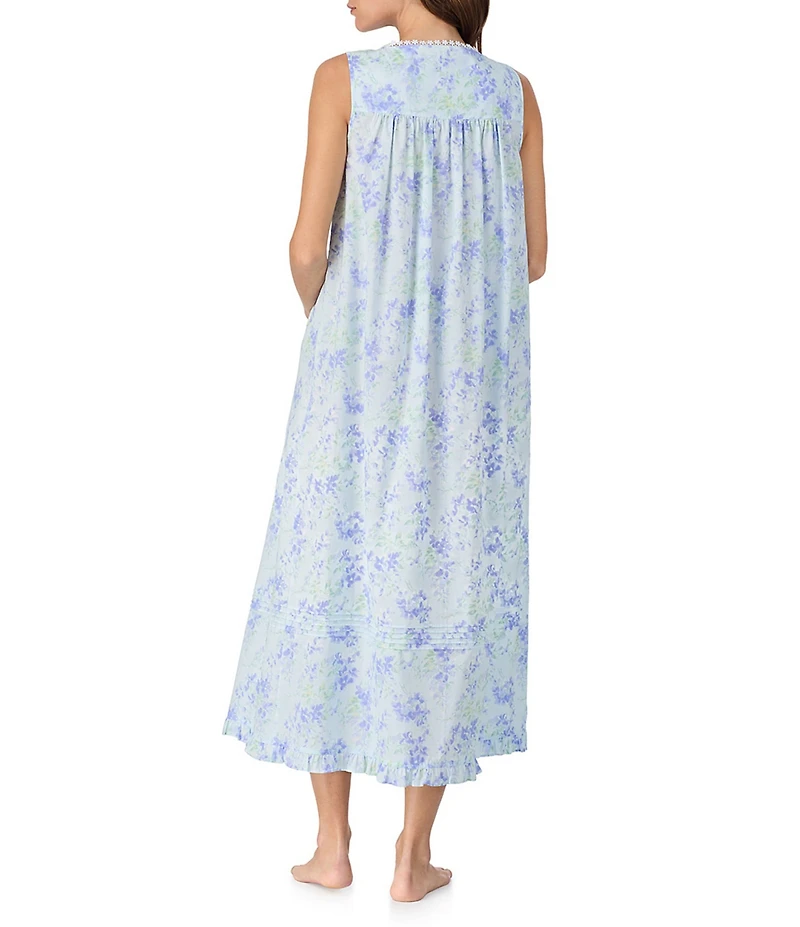 Eileen West Sleeveless Sweetheart Neck Woven Lawn Floral Print Ballet Nightgown