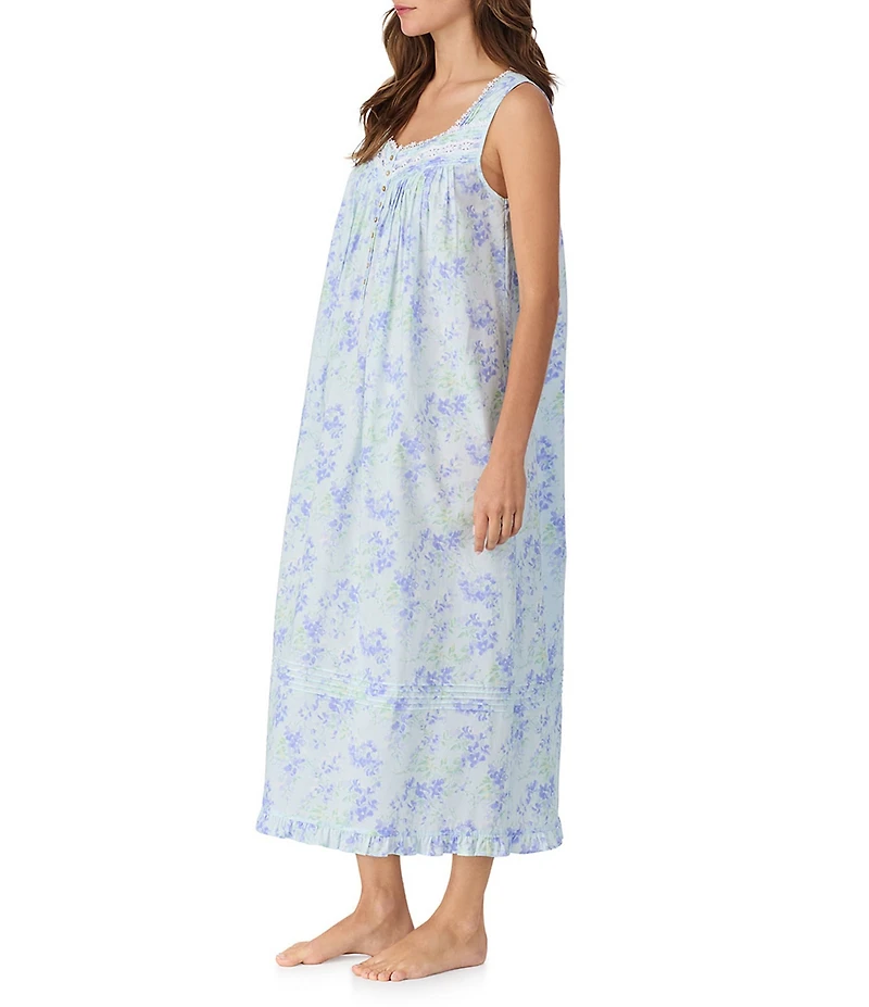 Eileen West Sleeveless Sweetheart Neck Woven Lawn Floral Print Ballet Nightgown