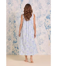 Eileen West Sleeveless Sweetheart Neck Woven Lawn Floral Print Ballet Nightgown