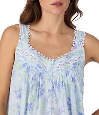 Eileen West Sleeveless Sweetheart Neck Woven Lawn Floral Print Chemise