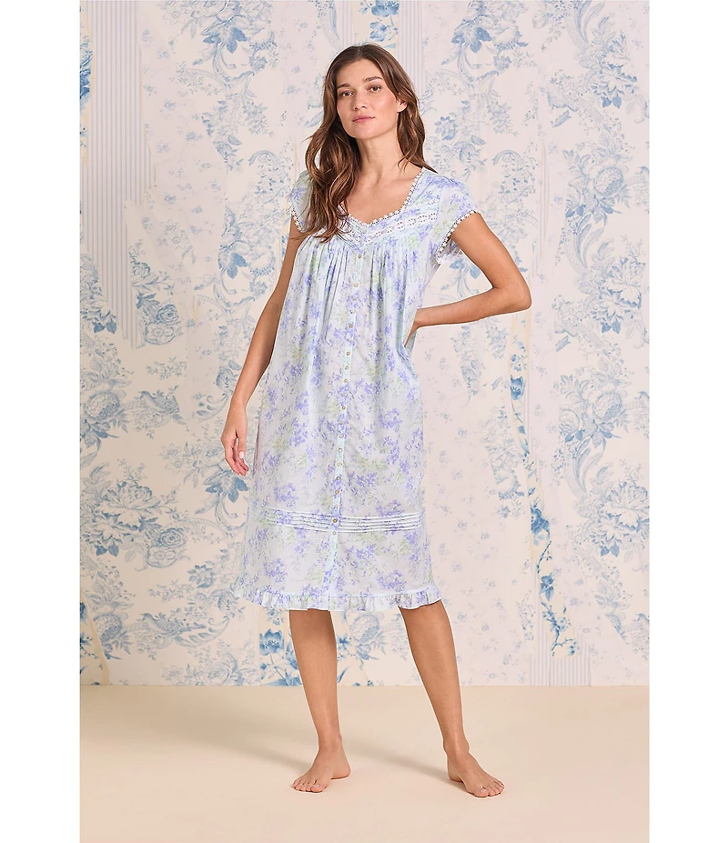 Eileen West Sleeveless Sweetheart Neck Woven Lawn Floral Print Chemise