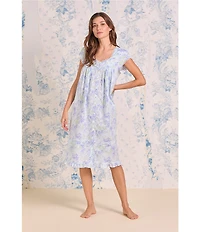 Eileen West Sleeveless Sweetheart Neck Woven Lawn Floral Print Chemise