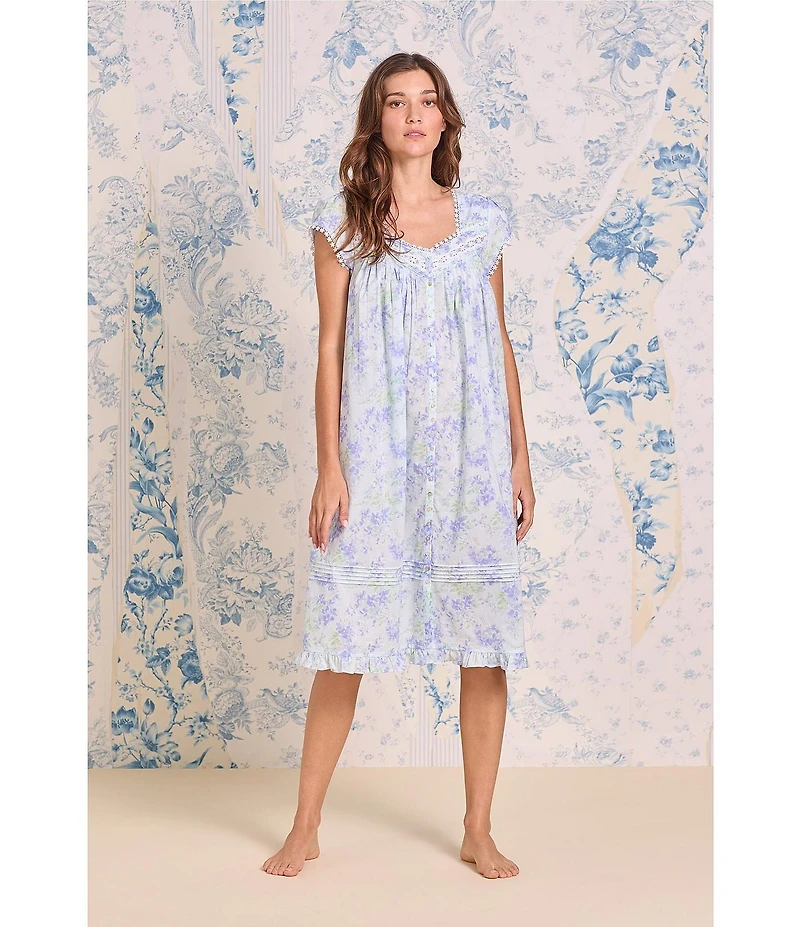 Eileen West Sleeveless Sweetheart Neck Woven Lawn Floral Print Chemise