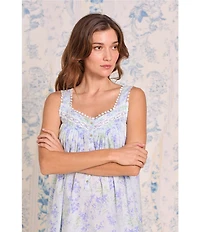 Eileen West Sleeveless Sweetheart Neck Woven Lawn Floral Print Chemise