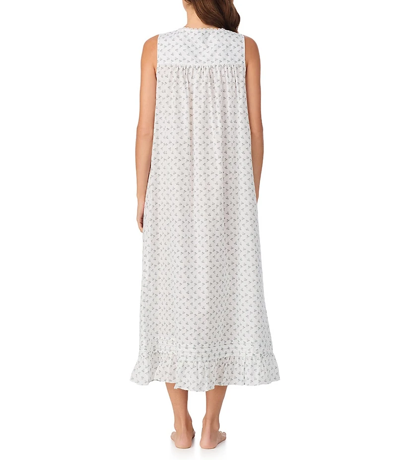 Eileen West Sleeveless Sweetheart Neck Woven Mistletoe Holiday Ballet Nightgown