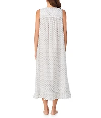 Eileen West Sleeveless Sweetheart Neck Woven Mistletoe Holiday Ballet Nightgown