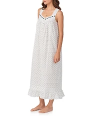 Eileen West Sleeveless Sweetheart Neck Woven Mistletoe Holiday Ballet Nightgown