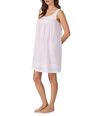 Eileen West Sleeveless Sweetheart Woven Cotton Lawn Gingham Print Chemise