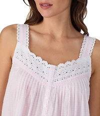 Eileen West Sleeveless Sweetheart Woven Cotton Lawn Gingham Print Chemise