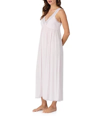 Eileen West Sleeveless V-Neck Jersey Knit Long Nightgown