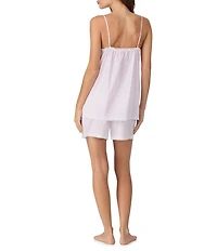 Eileen West Sleeveless V-Neck Woven Swiss Dot Checked Shorty Pajama Set