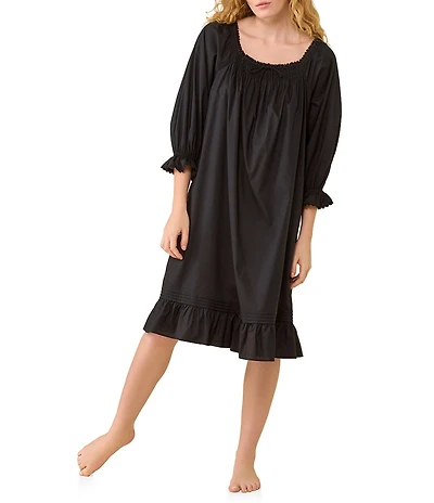 Eileen West Solid 3/4 Sleeve Square Neck Waltz Nightgown