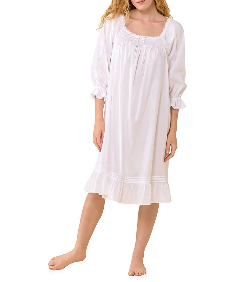 Eileen West Solid 3/4 Sleeve Square Neck Waltz Nightgown