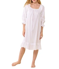Eileen West Solid 3/4 Sleeve Square Neck Waltz Nightgown