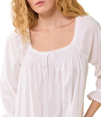Eileen West Solid 3/4 Sleeve Square Neck Waltz Nightgown