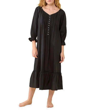 Eileen West Solid 3/4 Sleeve V-Neck Ballet Nightgown