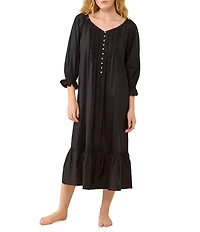 Eileen West Solid 3/4 Sleeve V-Neck Ballet Nightgown