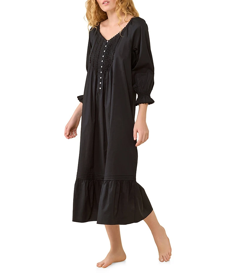 Eileen West Solid 3/4 Sleeve V-Neck Ballet Nightgown