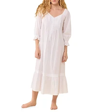 Eileen West Solid 3/4 Sleeve V-Neck Ballet Nightgown