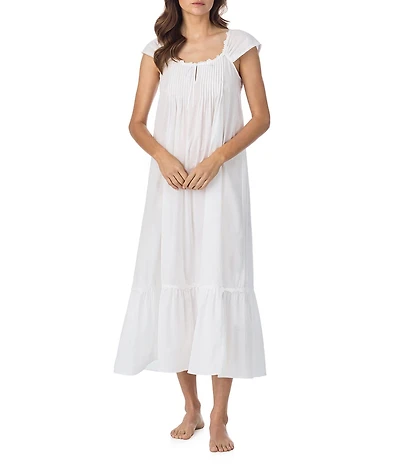 Eileen West Solid Cap Sleeve Round Neck Woven Ballet Nightgown