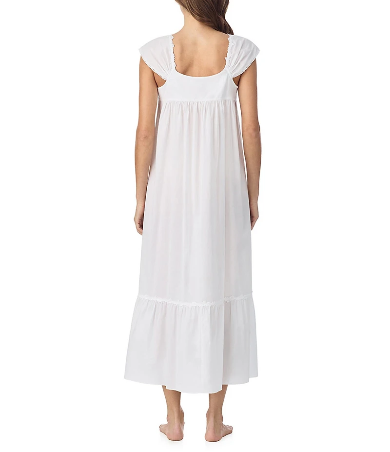 Eileen West Solid Cap Sleeve Round Neck Woven Ballet Nightgown