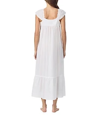 Eileen West Solid Cap Sleeve Round Neck Woven Ballet Nightgown