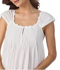 Eileen West Solid Cap Sleeve Round Neck Woven Ballet Nightgown
