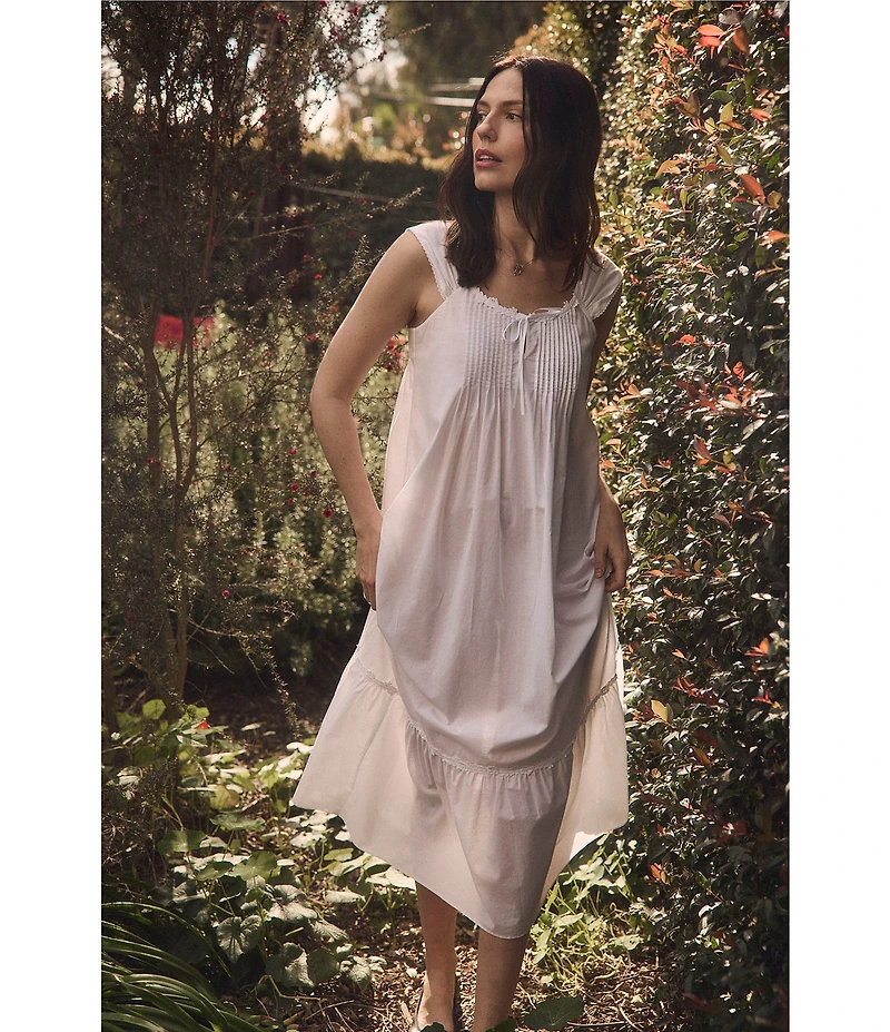 Eileen West Solid Cap Sleeve Round Neck Woven Ballet Nightgown