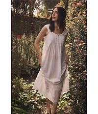 Eileen West Solid Cap Sleeve Round Neck Woven Ballet Nightgown