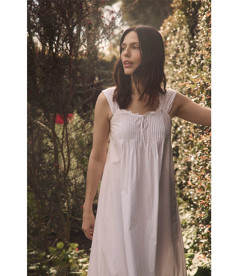 Eileen West Solid Cap Sleeve Round Neck Woven Ballet Nightgown