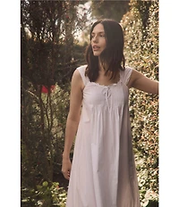 Eileen West Solid Cap Sleeve Round Neck Woven Ballet Nightgown