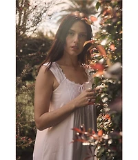 Eileen West Solid Cap Sleeve Round Neck Woven Ballet Nightgown