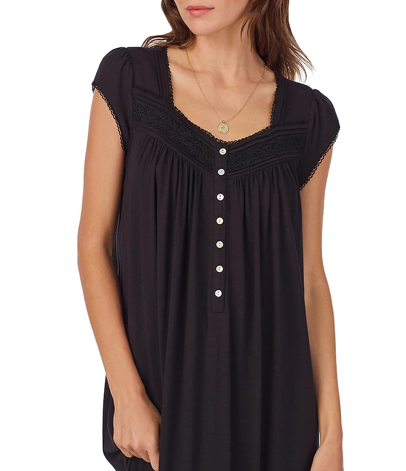 Eileen West Solid Cap Sleeve Sweetheart Neck Modal Jersey Knit Waltz Nightgown