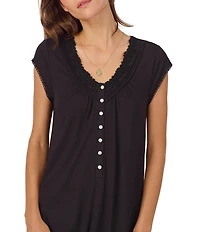 Eileen West Solid Cap Sleeve V-Neck Jersey Knit Sleepshirt