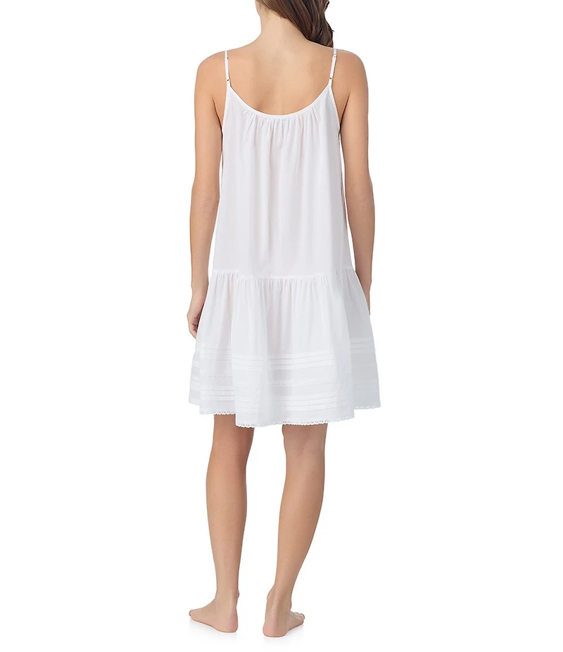 Eileen West Solid Cotton Woven Sleeveless Sweetheart Neck Isabell Short Chemise