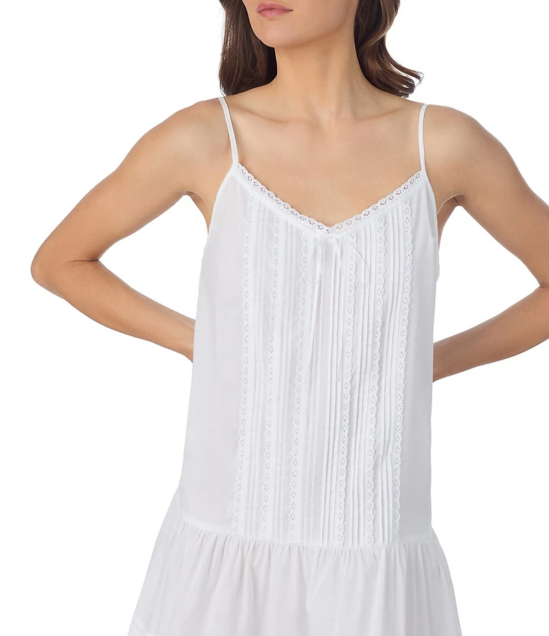 Eileen West Solid Cotton Woven Sleeveless Sweetheart Neck Isabell Short Chemise