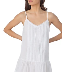 Eileen West Solid Cotton Woven Sleeveless Sweetheart Neck Isabell Short Chemise