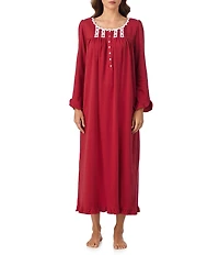 Eileen West Solid Interlock Knit Long Sleeve Round Neck Ballet Nightgown