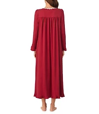 Eileen West Solid Interlock Knit Long Sleeve Round Neck Ballet Nightgown