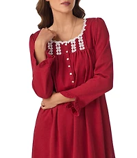 Eileen West Solid Interlock Knit Long Sleeve Round Neck Ballet Nightgown
